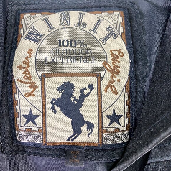 Vintage Winlet Western Cowgirl Black Suede Fringe Jacket Size M - Picture 3 of 14